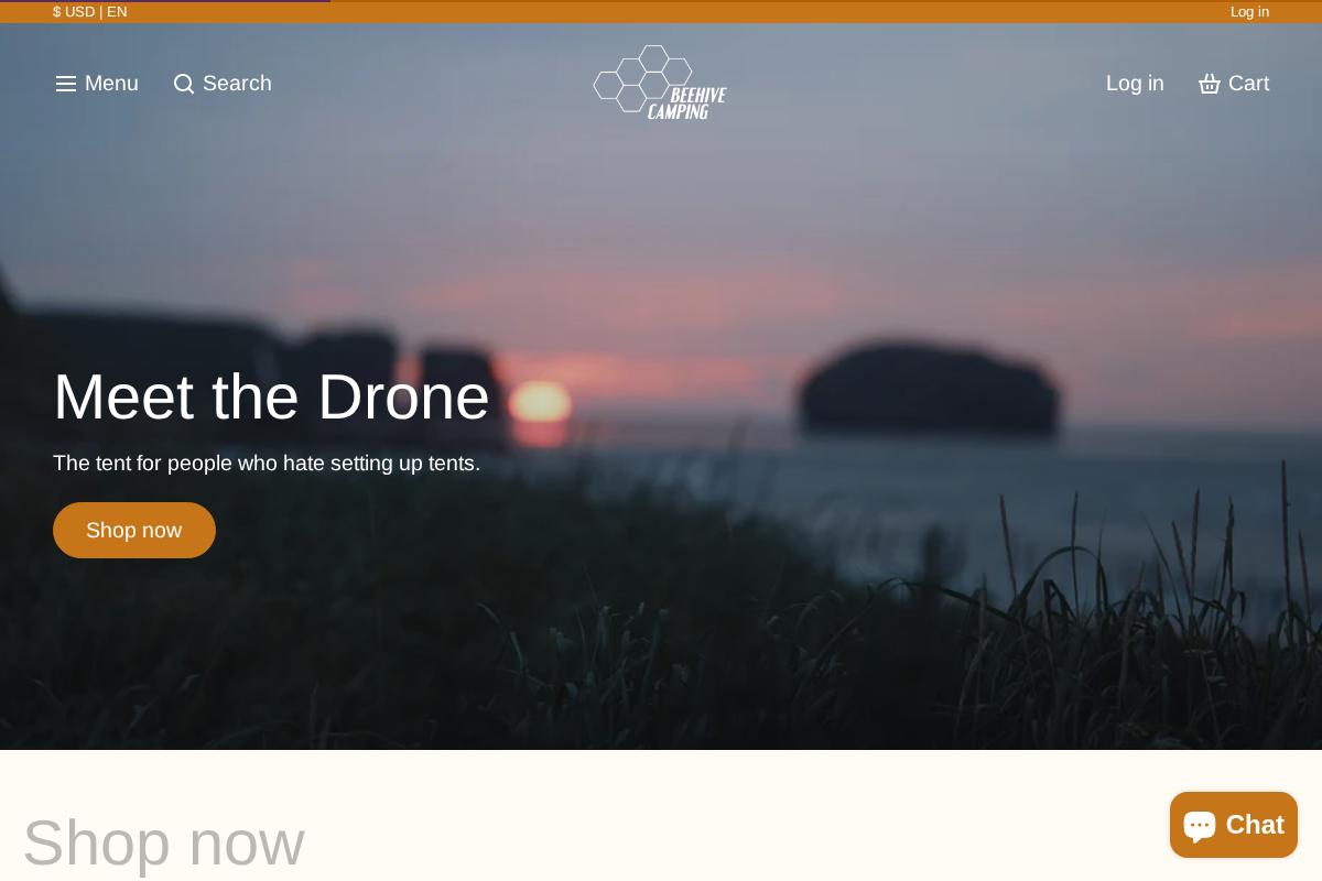 Beehive Camping homepage screenshot