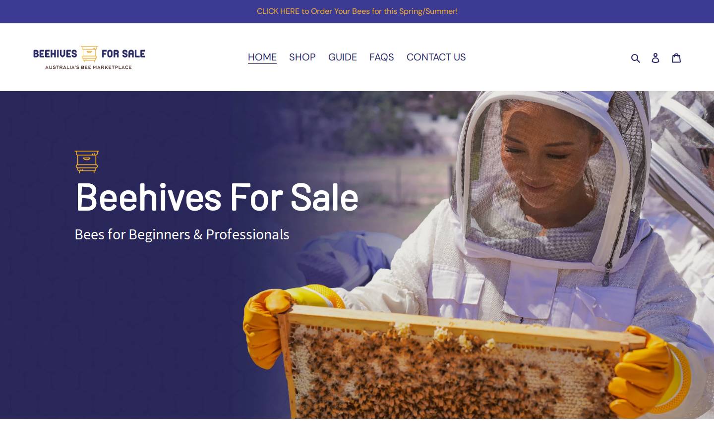 beehivesforsale.com.au homepage screenshot
