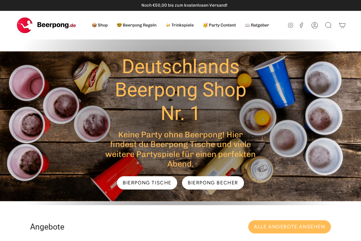 Beerpong.de homepage screenshot