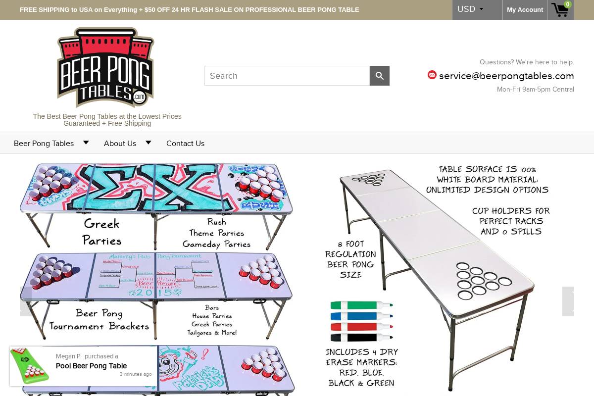 beerpongtables.com homepage screenshot
