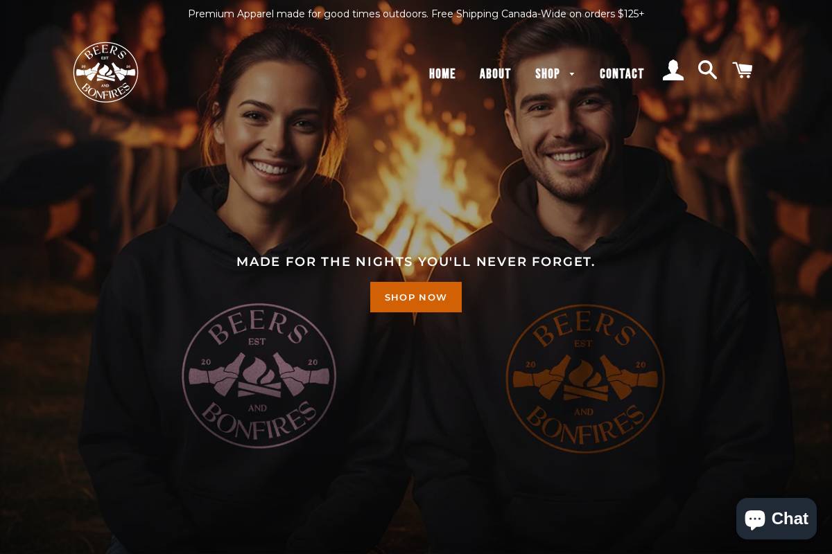beersandbonfires.com homepage screenshot
