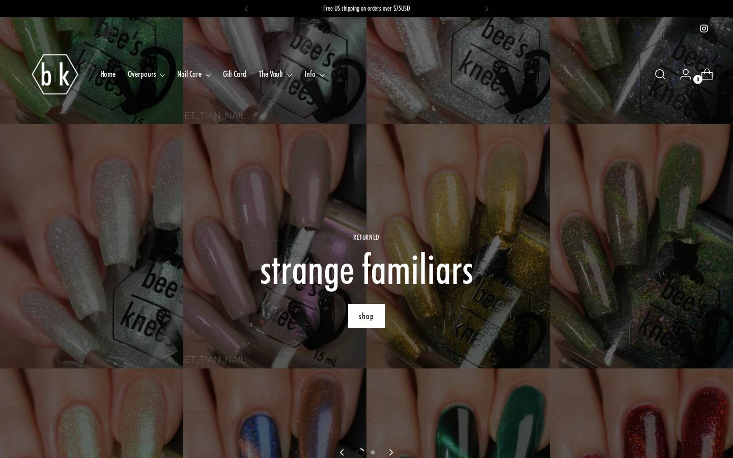 beeskneeslacquer.com homepage screenshot
