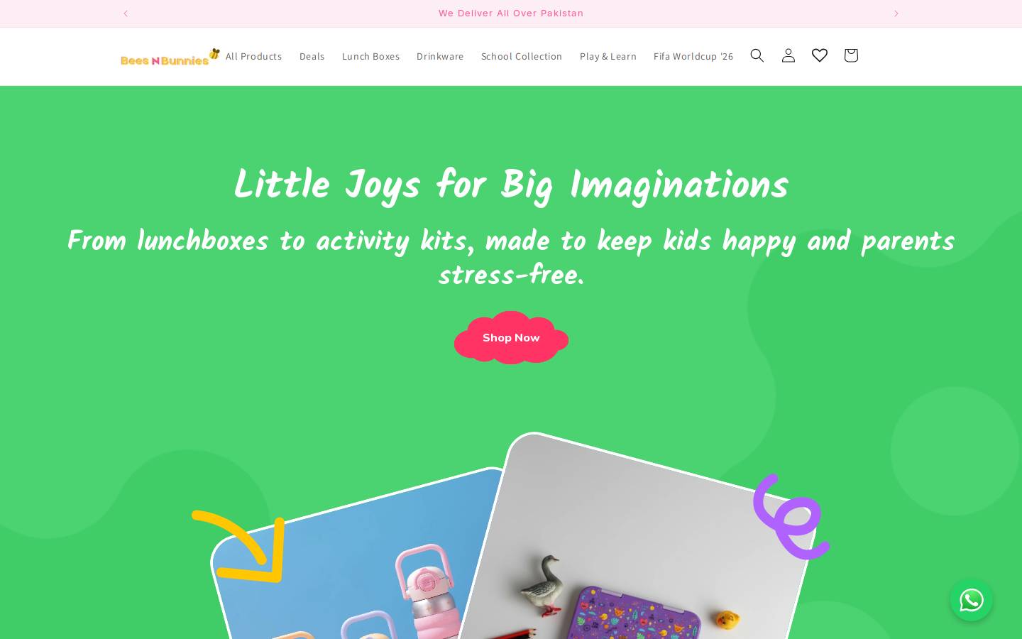 beesnbunnies.com homepage screenshot
