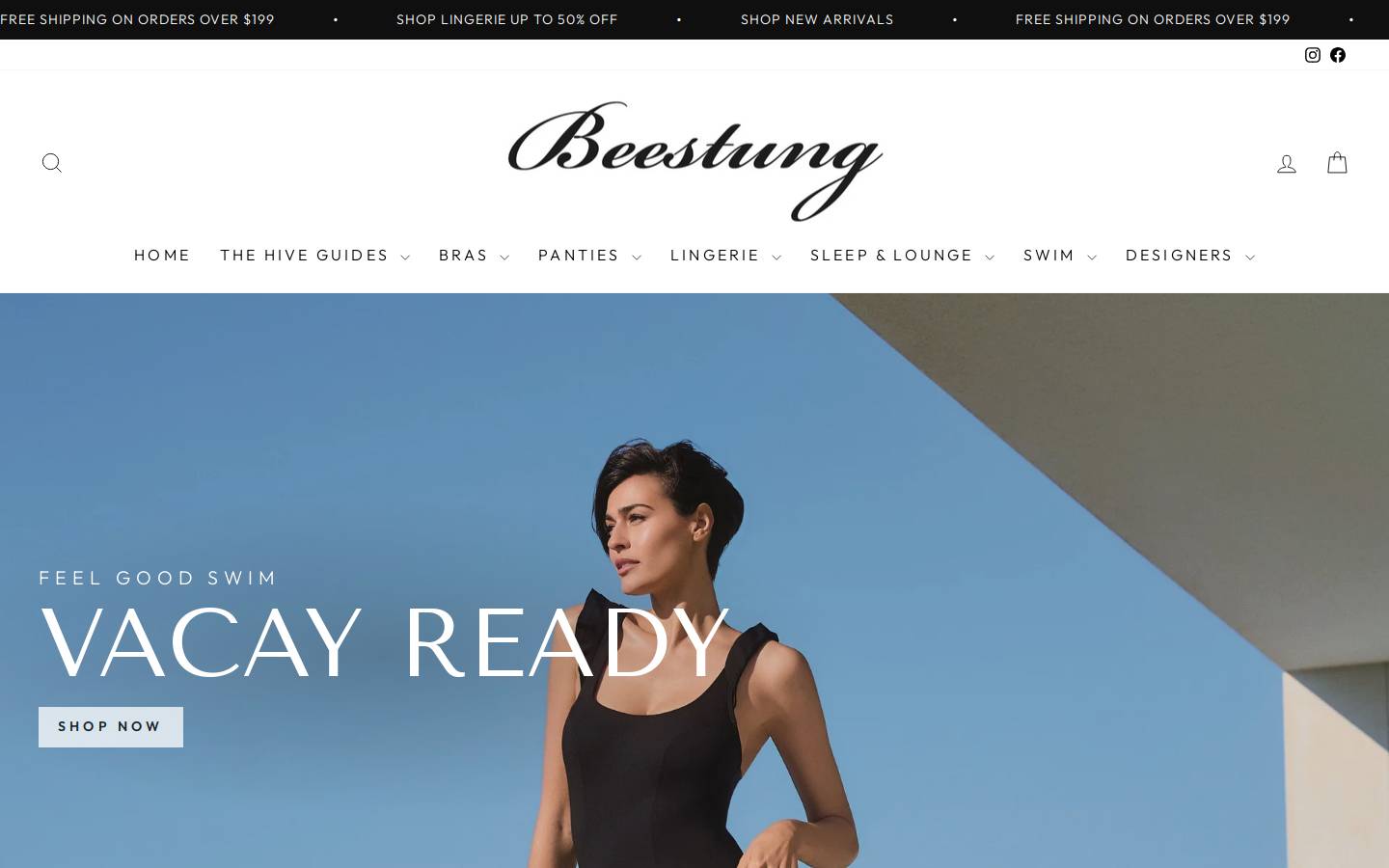 beestunglingerie.com homepage screenshot