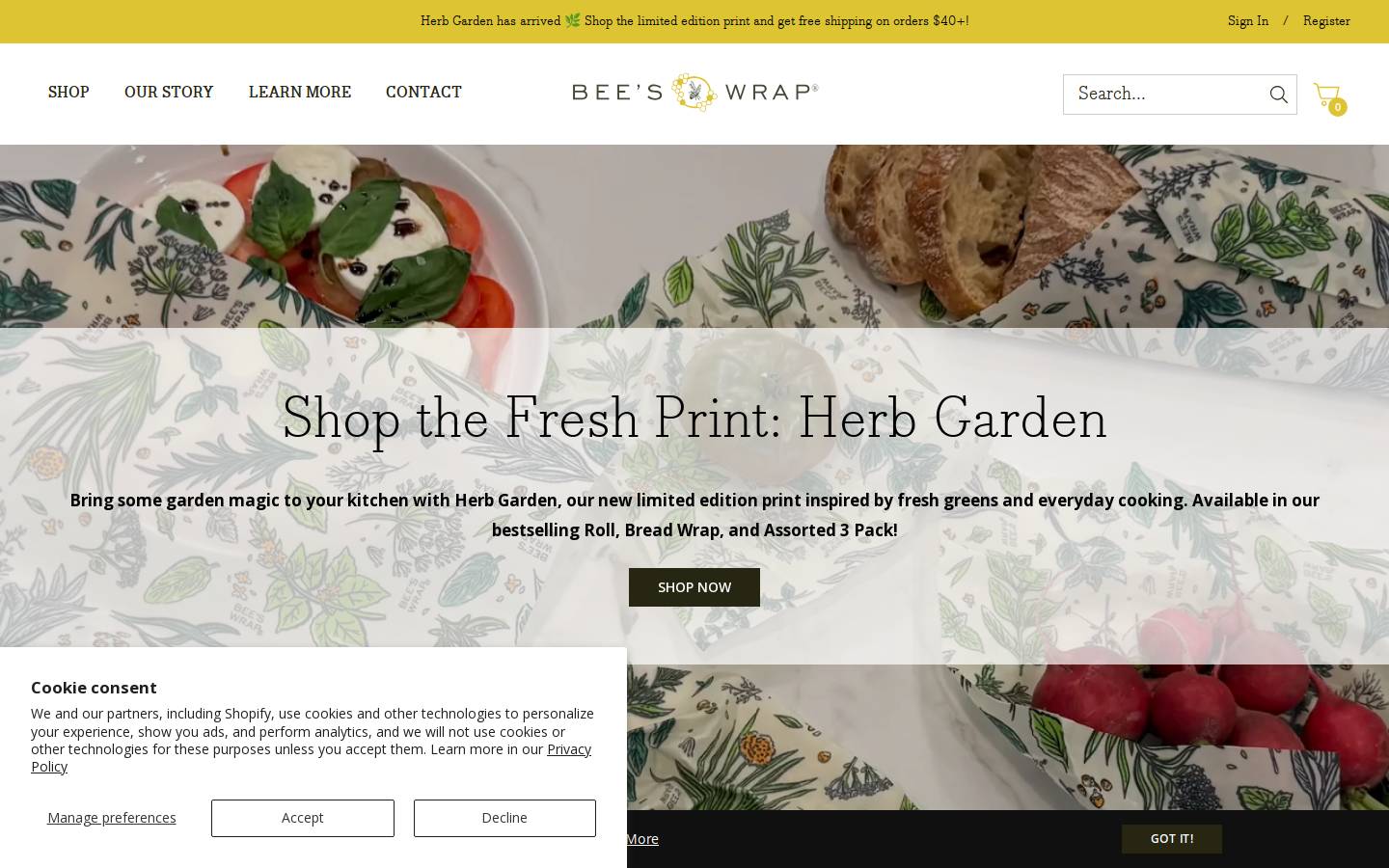 Bees Wrap homepage screenshot