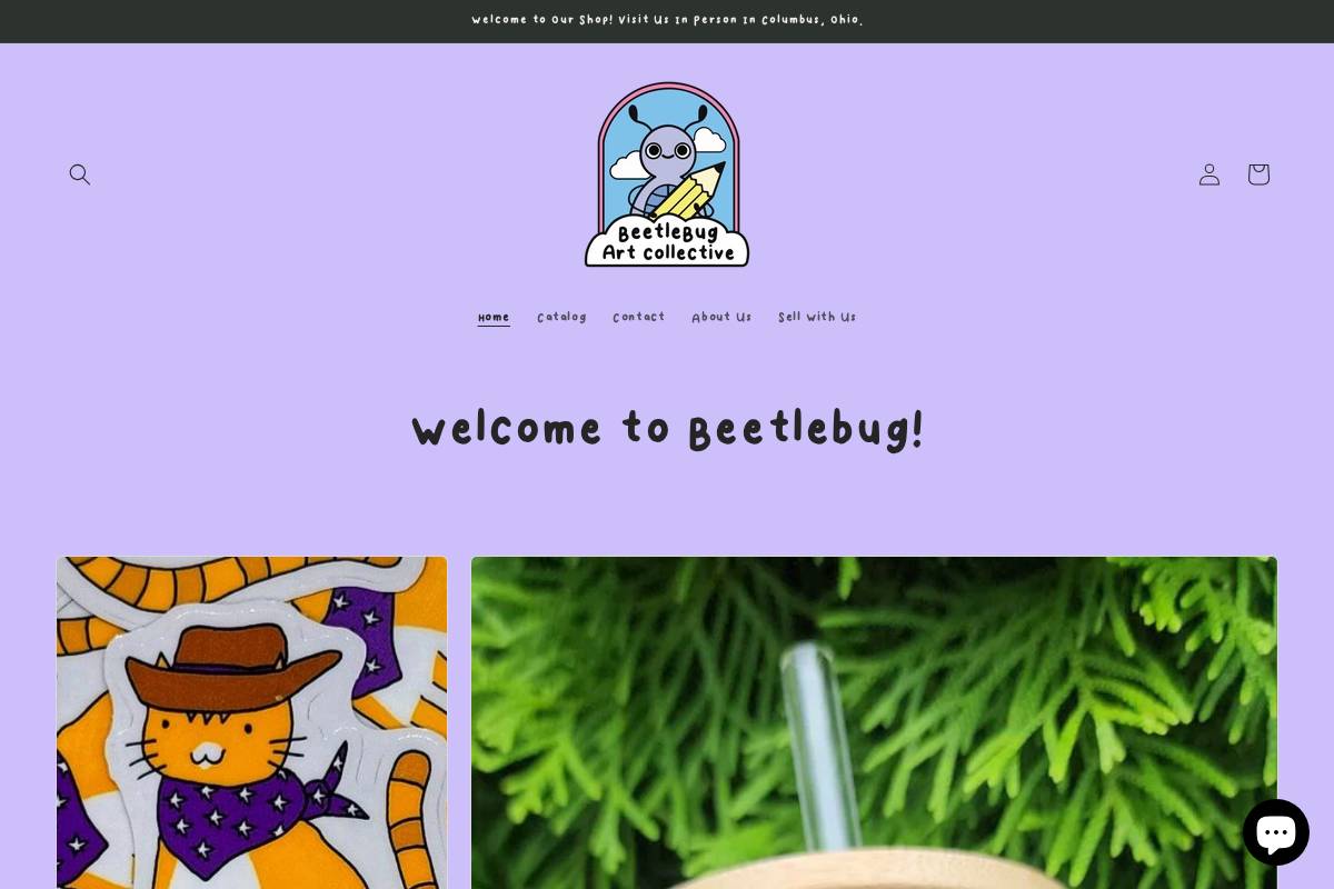 beetlebugart.com homepage screenshot
