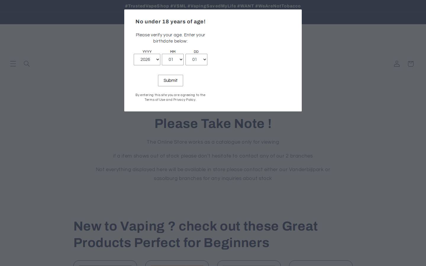 beetlejuicevape.co.za homepage screenshot