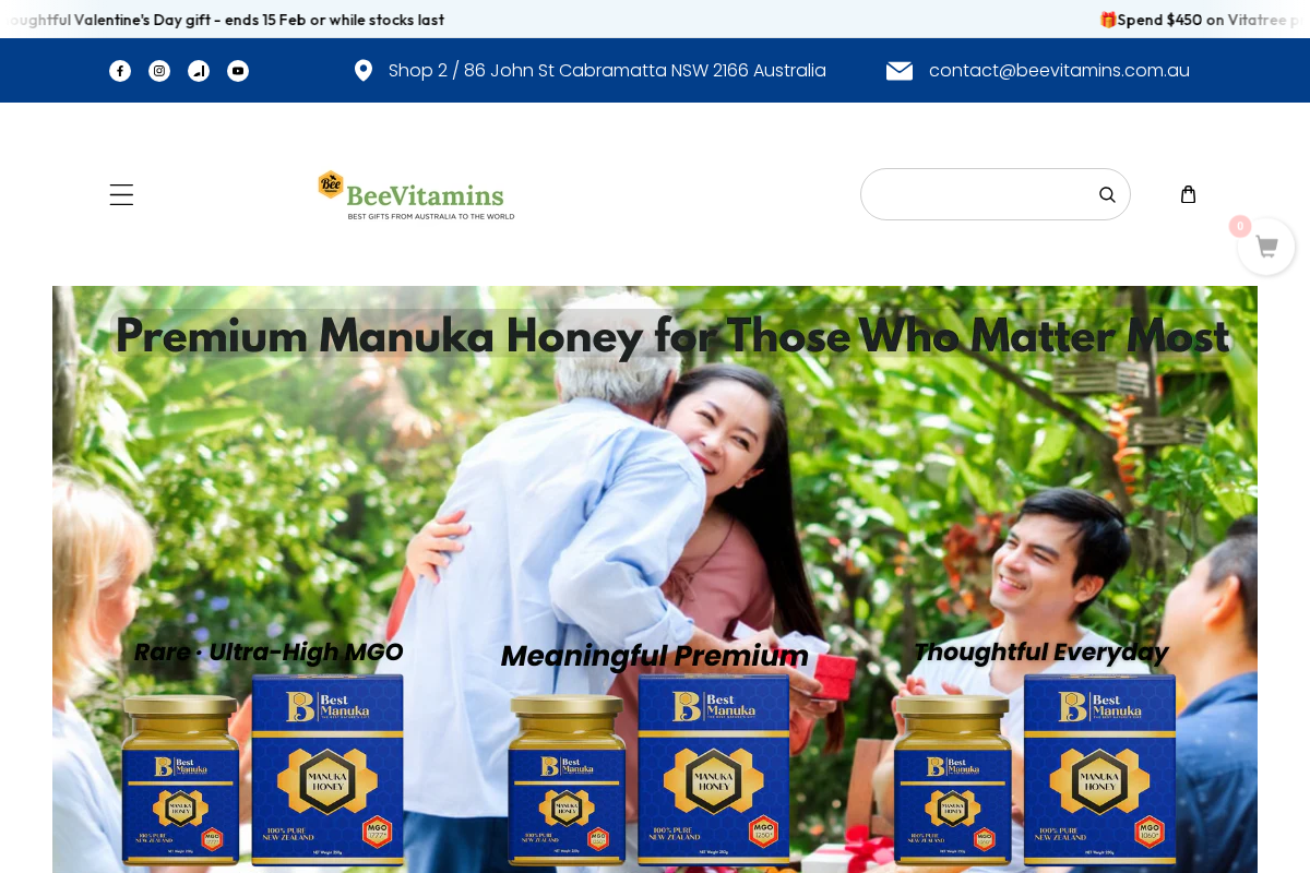 BeeVitamins homepage screenshot