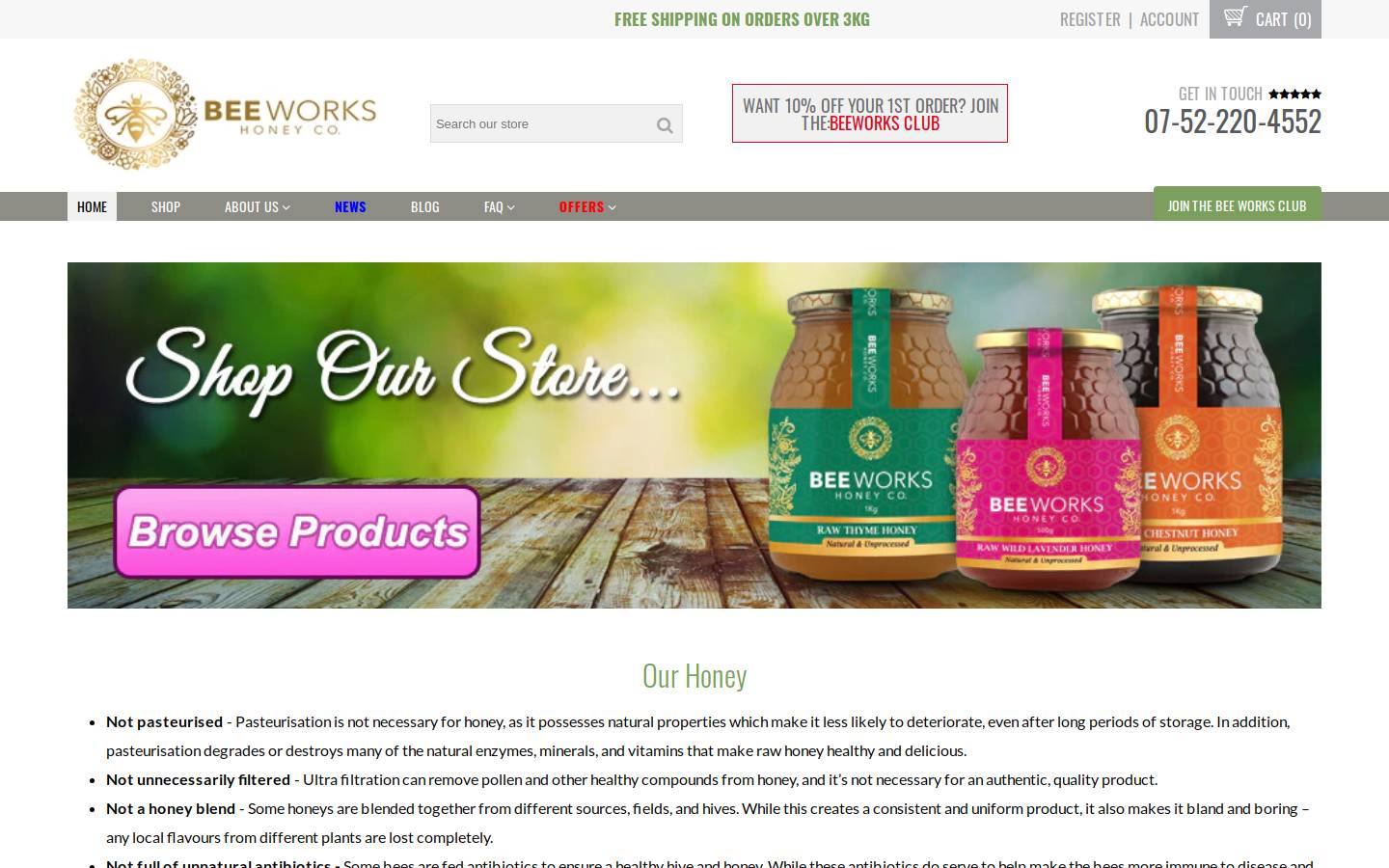 beeworkshoney.com homepage screenshot