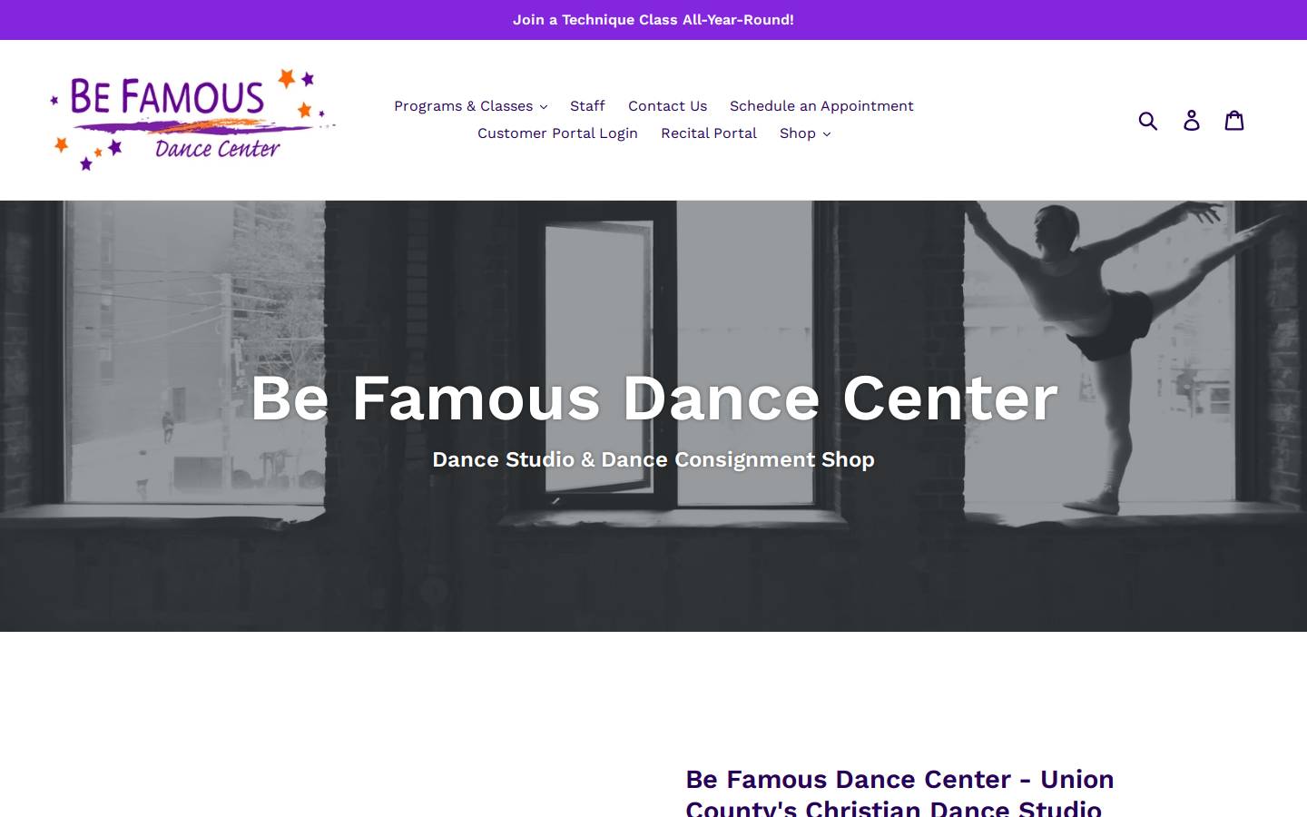 befamousdance.com homepage screenshot