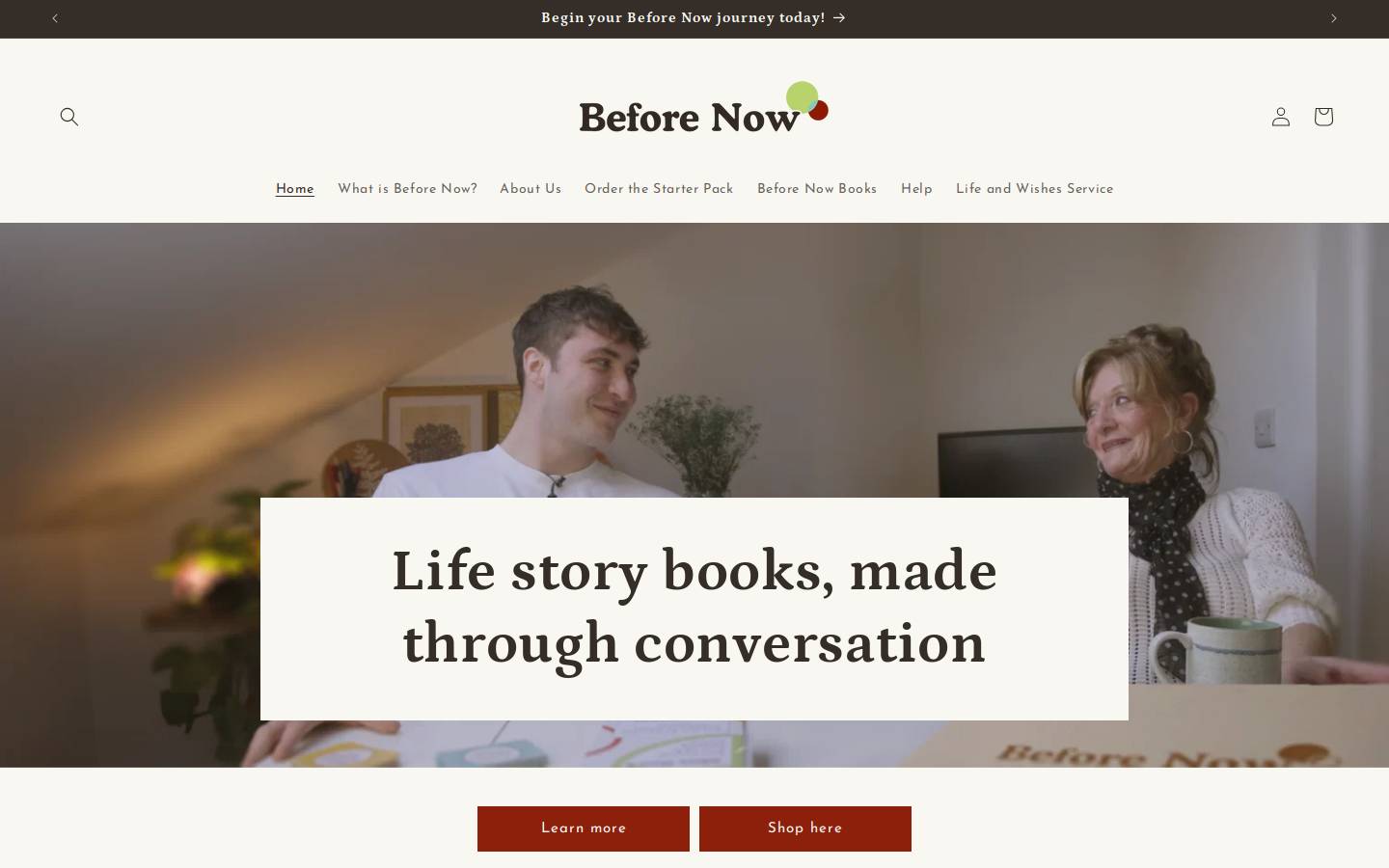 Beforenow homepage screenshot