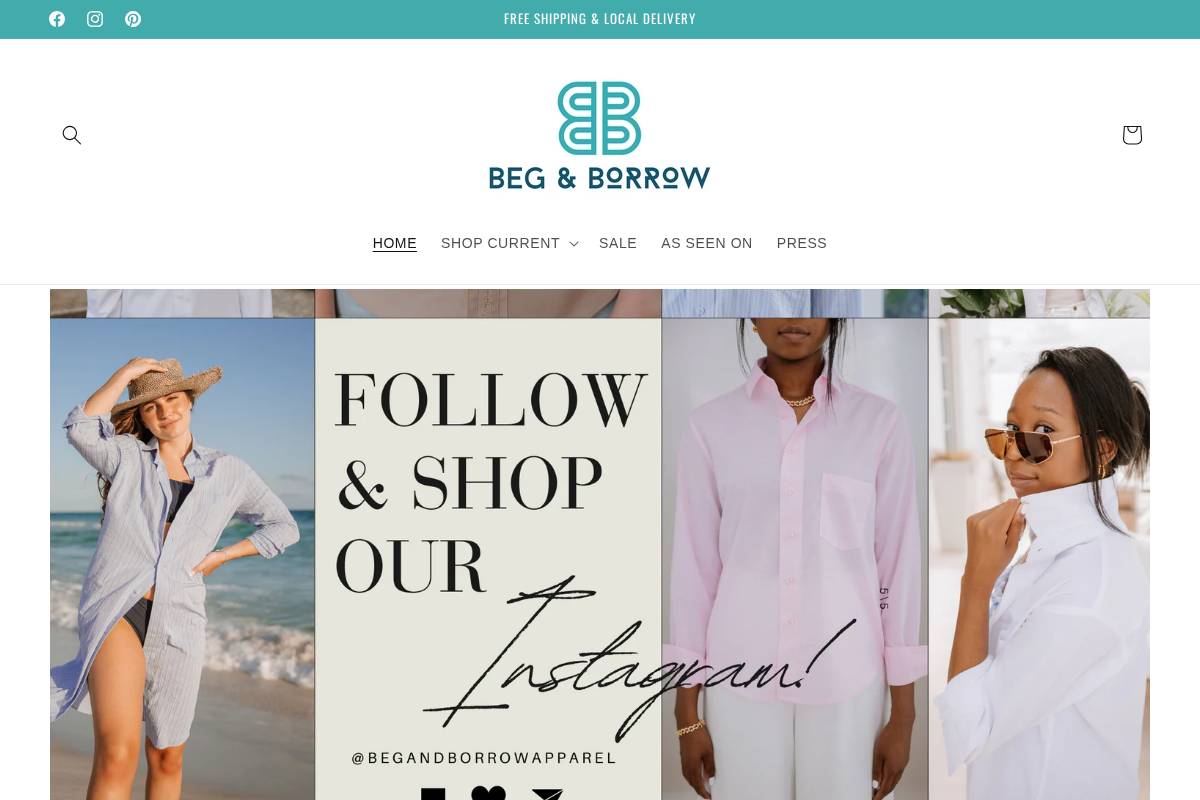 begandborrowapparel.com homepage screenshot