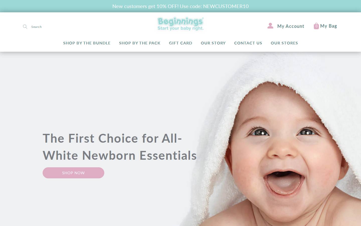 beginningsbaby.com homepage screenshot