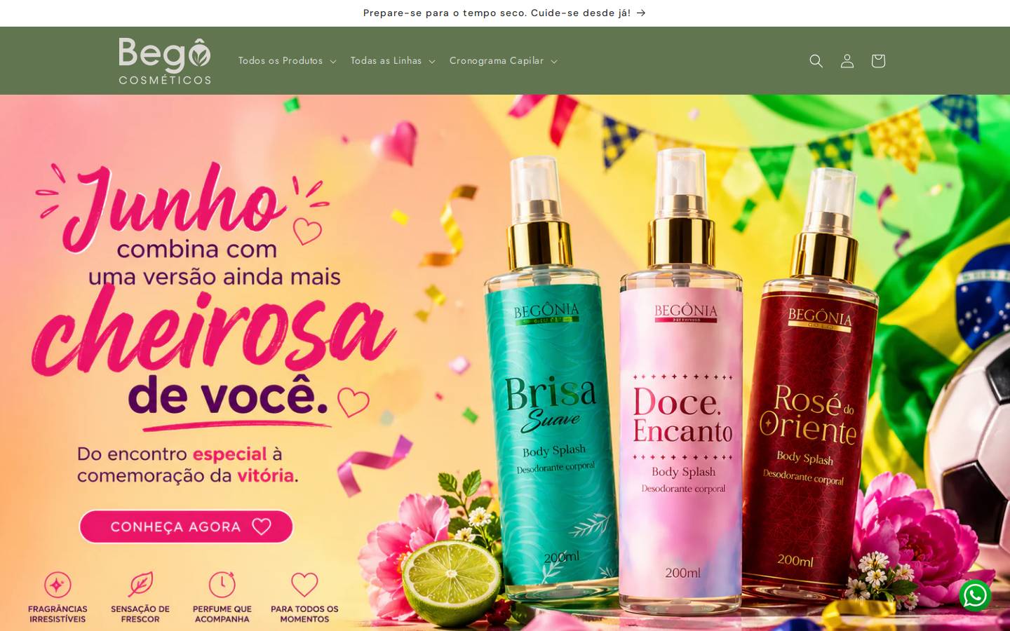 begoniacosmeticos.com.br homepage screenshot