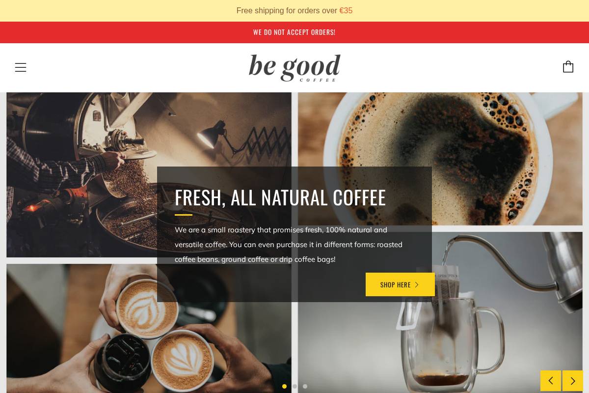 begoodcoffee.com homepage screenshot