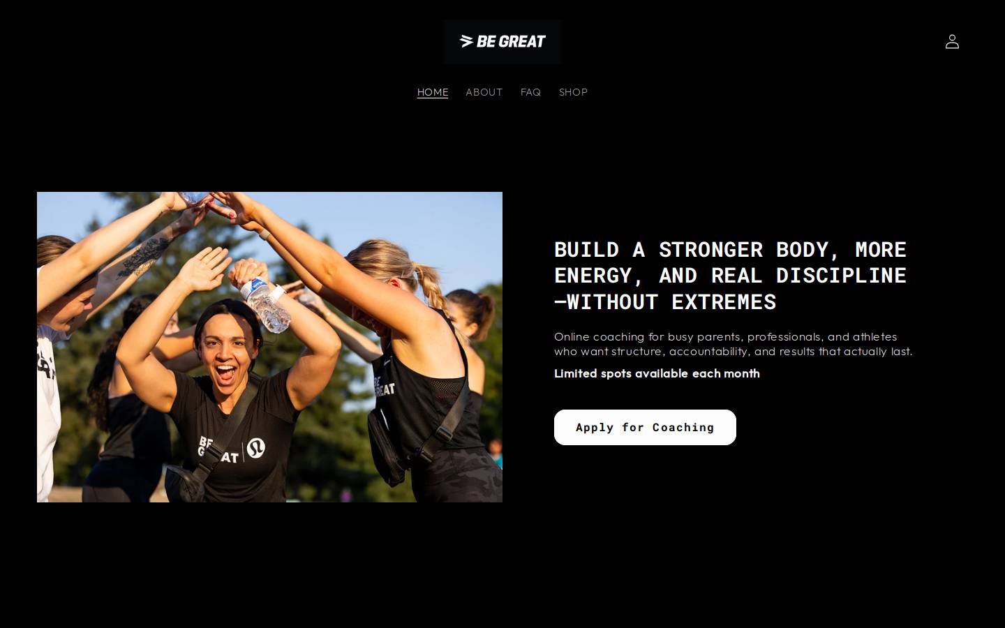 begreatfitness.com homepage screenshot