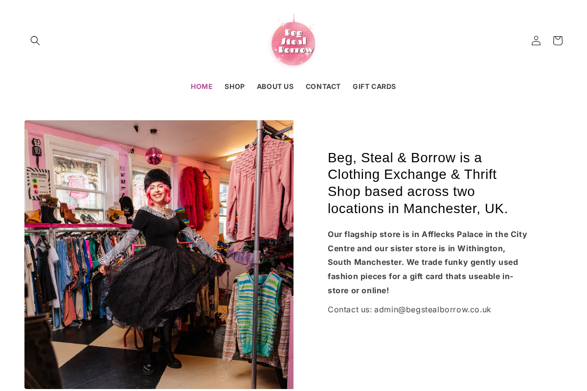 Beg, Steal & Borrow homepage screenshot