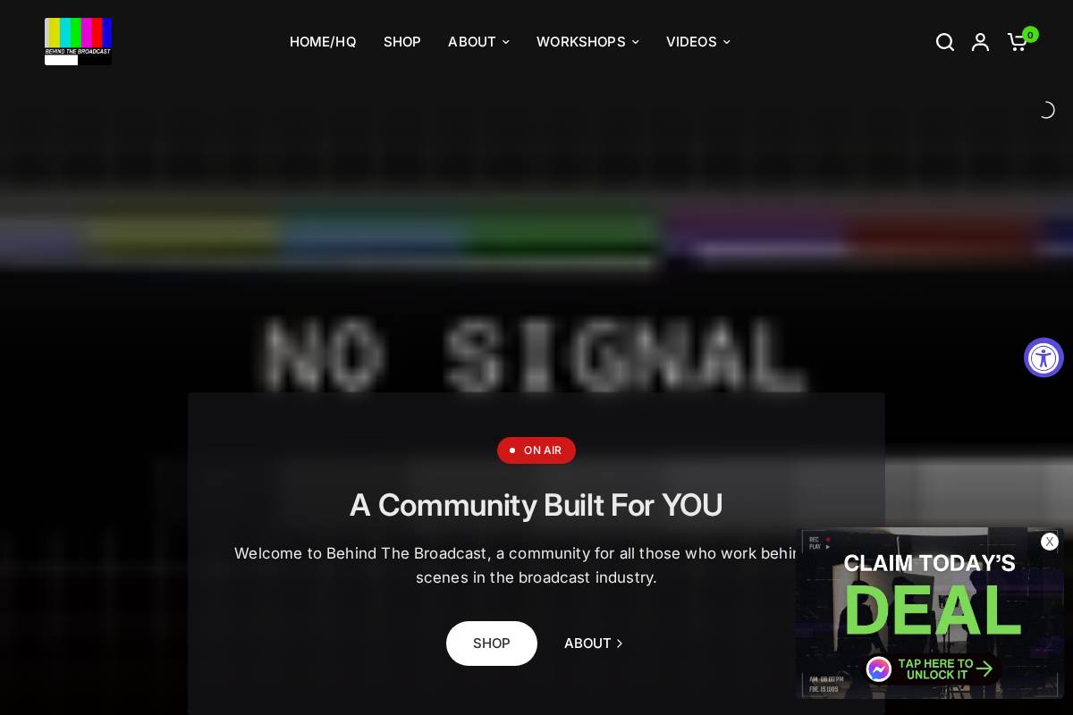 behindthebroadcast.com homepage screenshot