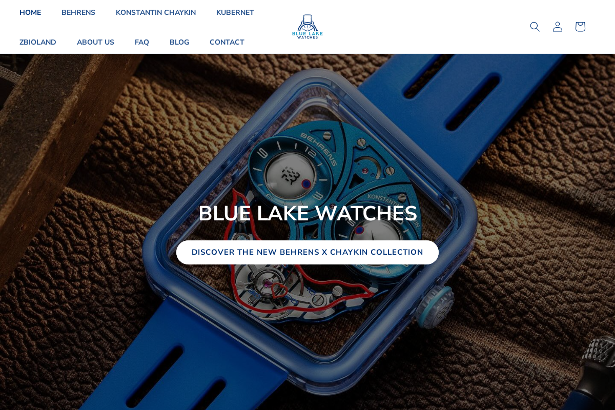 Blue Lake Watches homepage screenshot