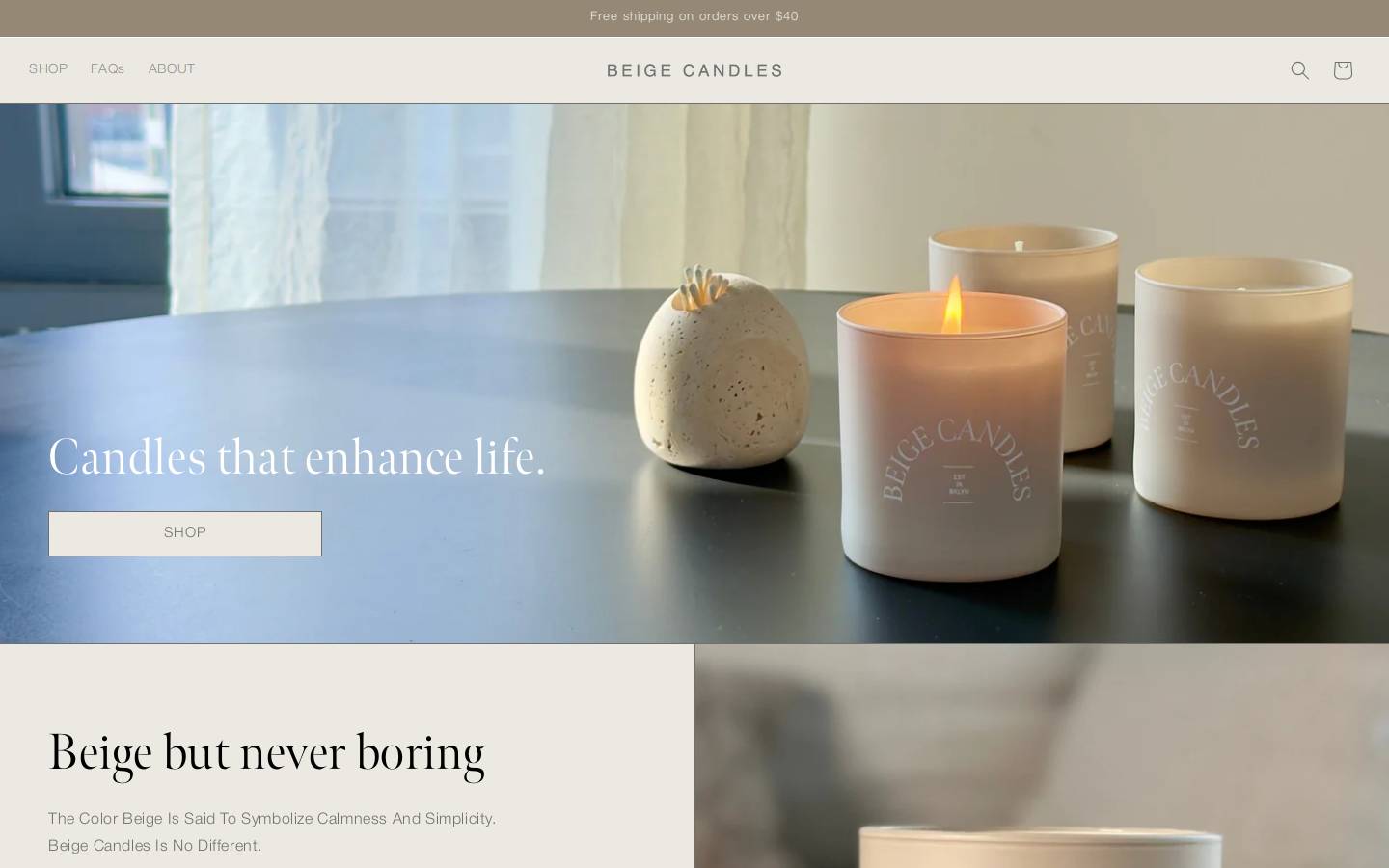 beigecandles.com homepage screenshot