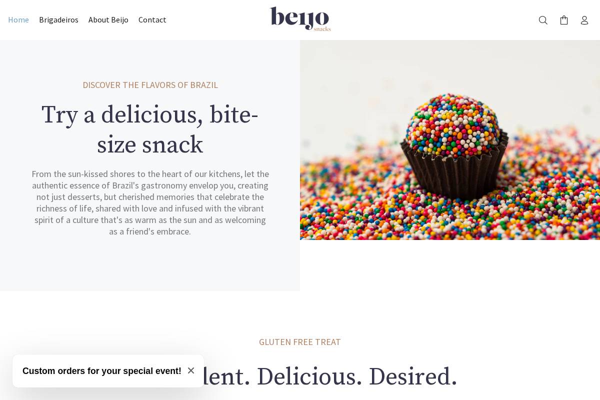 beijosnacks.com homepage screenshot