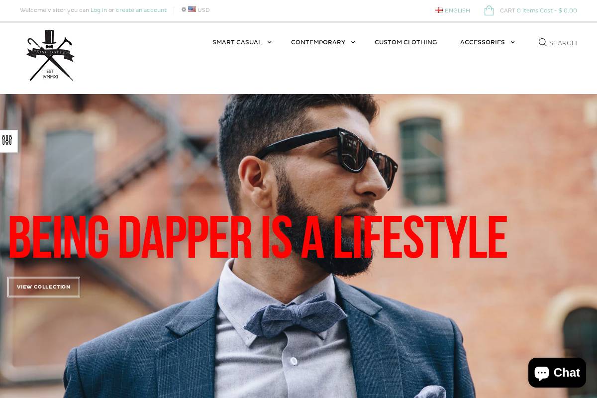 beingdapper.com homepage screenshot