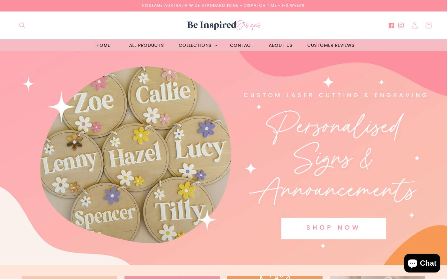 beinspireddesigns.com.au homepage screenshot