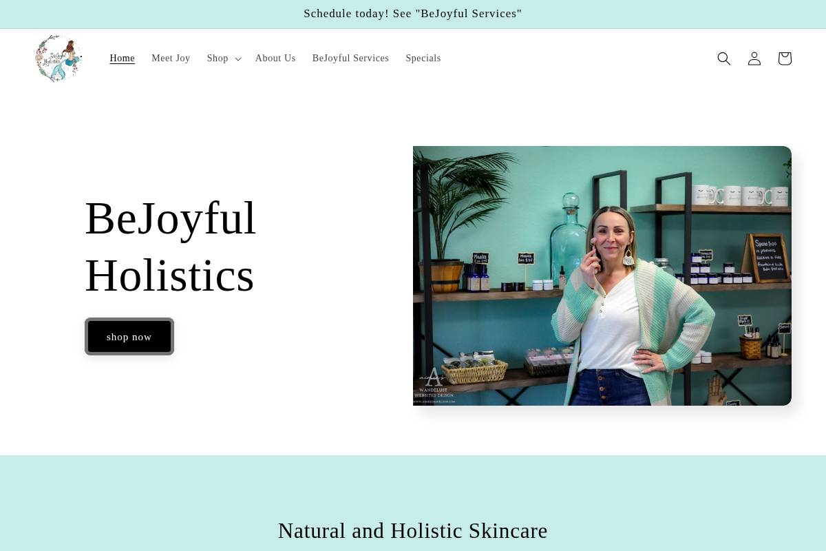 bejoyfulholistics.com homepage screenshot