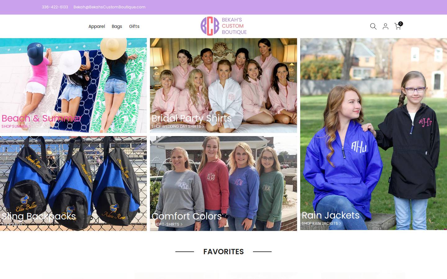 bekahscustomboutique.com homepage screenshot