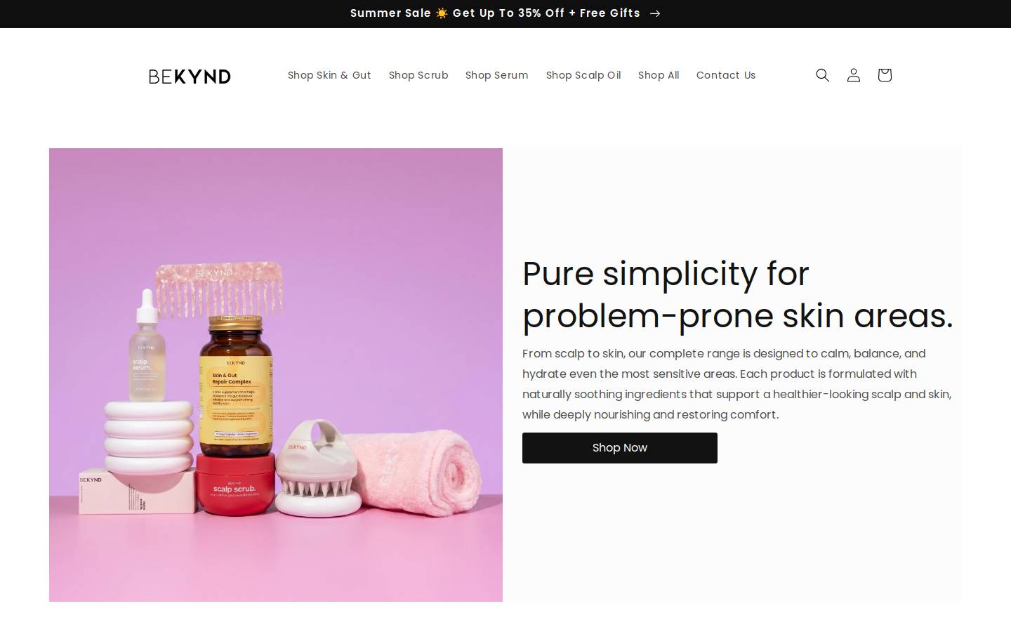 bekyndbeauty.com homepage screenshot