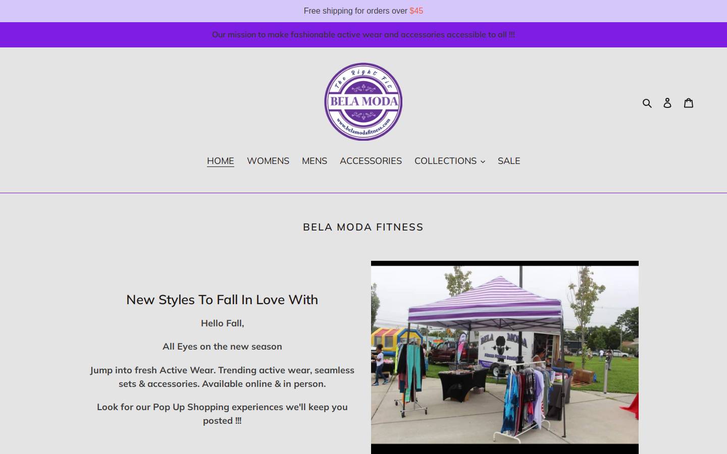 belamodafitness.com homepage screenshot