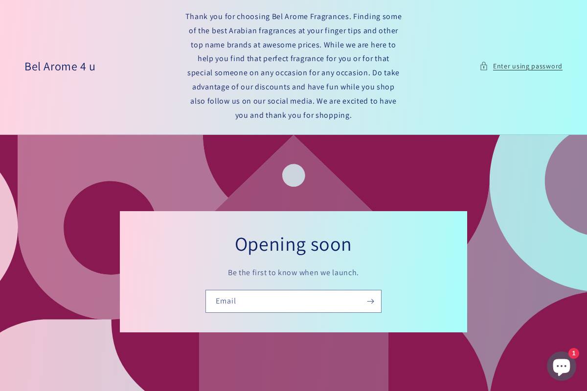 belaromefragrances.com homepage screenshot