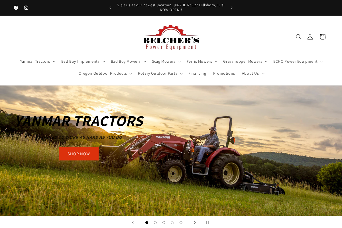 Belcher's Power Equipment homepage screenshot