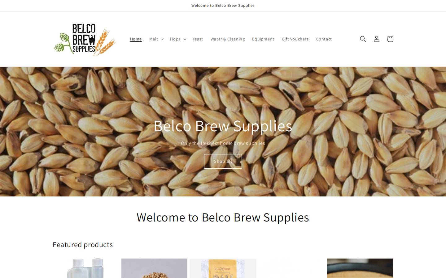belcobrewsupplies.com.au homepage screenshot