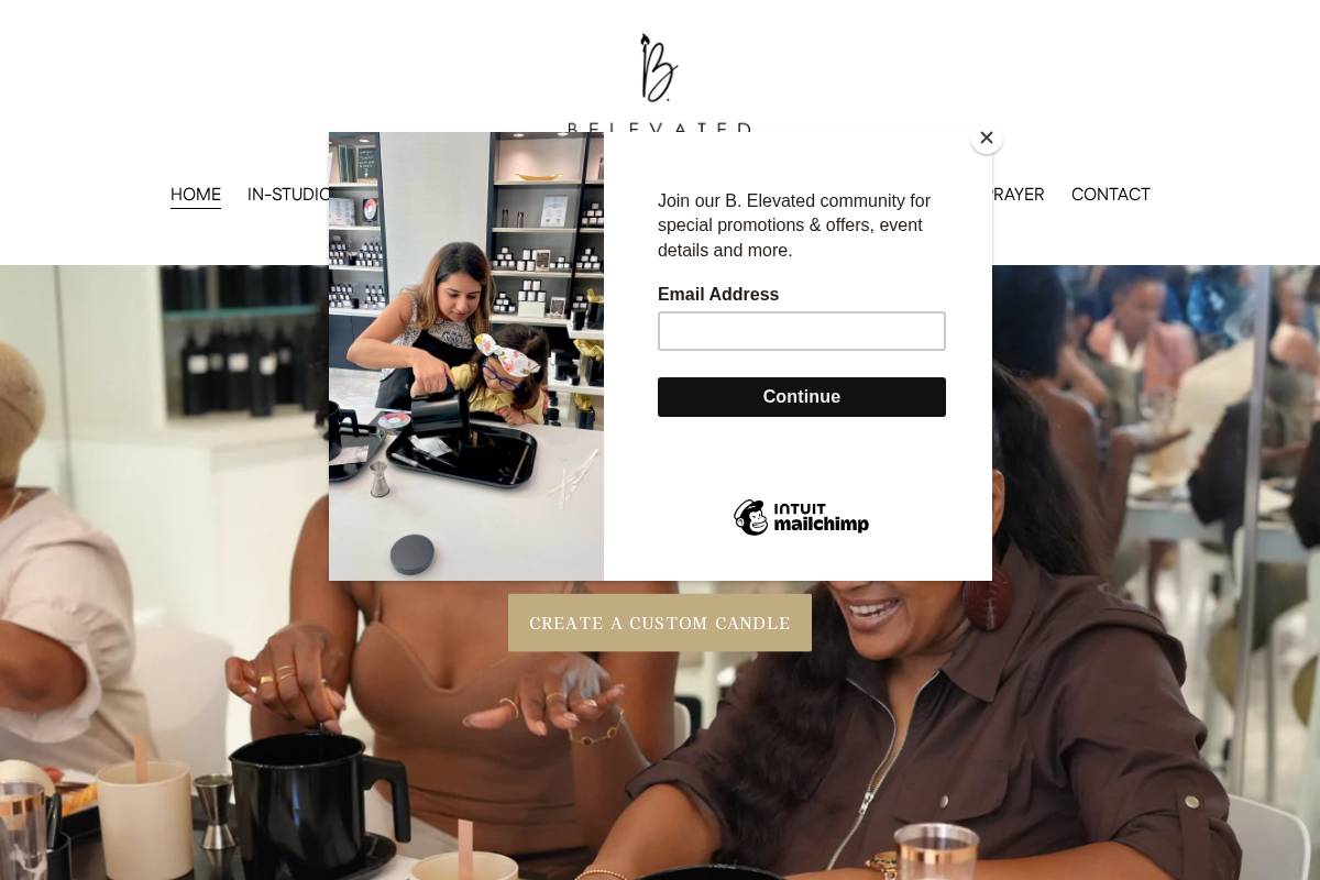 belevatedcandlebar.com homepage screenshot