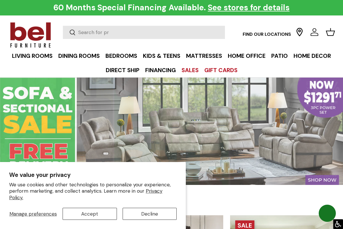 Bel Furniture homepage screenshot