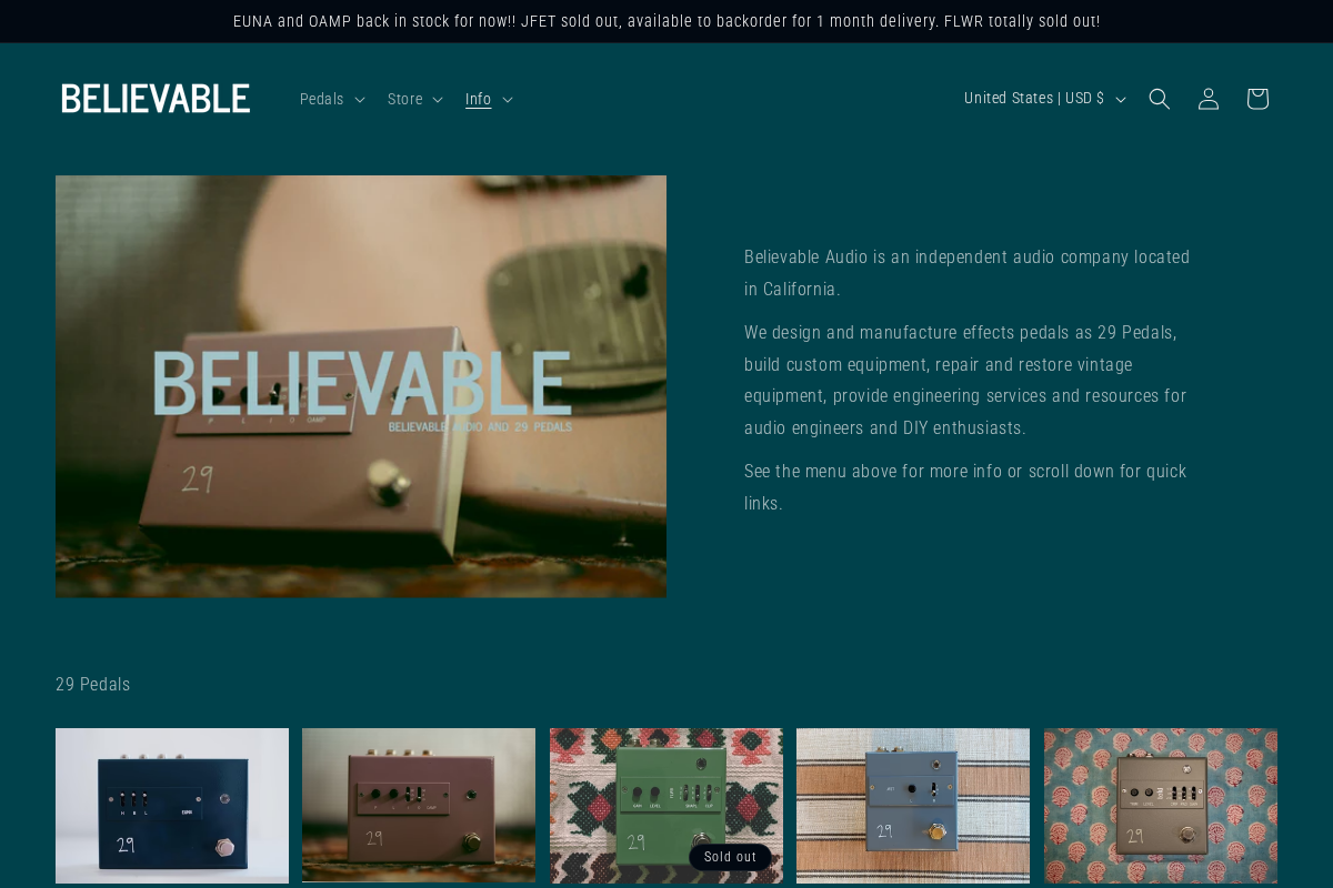 Believable Audio homepage screenshot