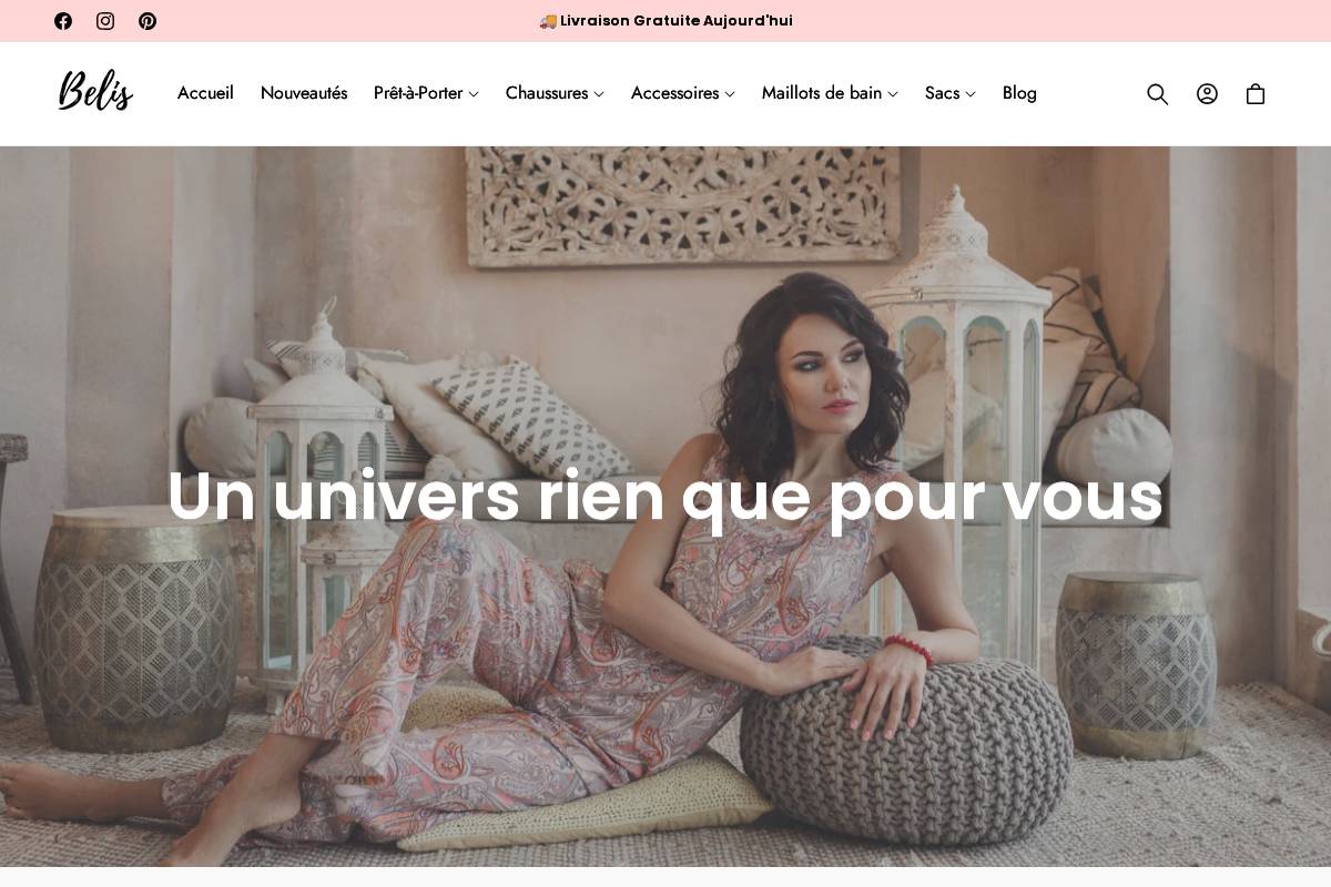 Belishop homepage screenshot