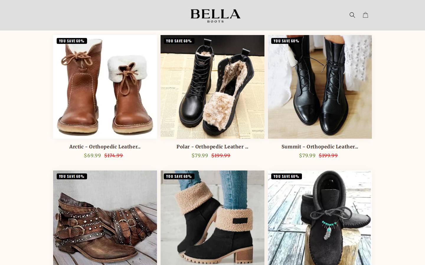 bella-boots.com homepage screenshot