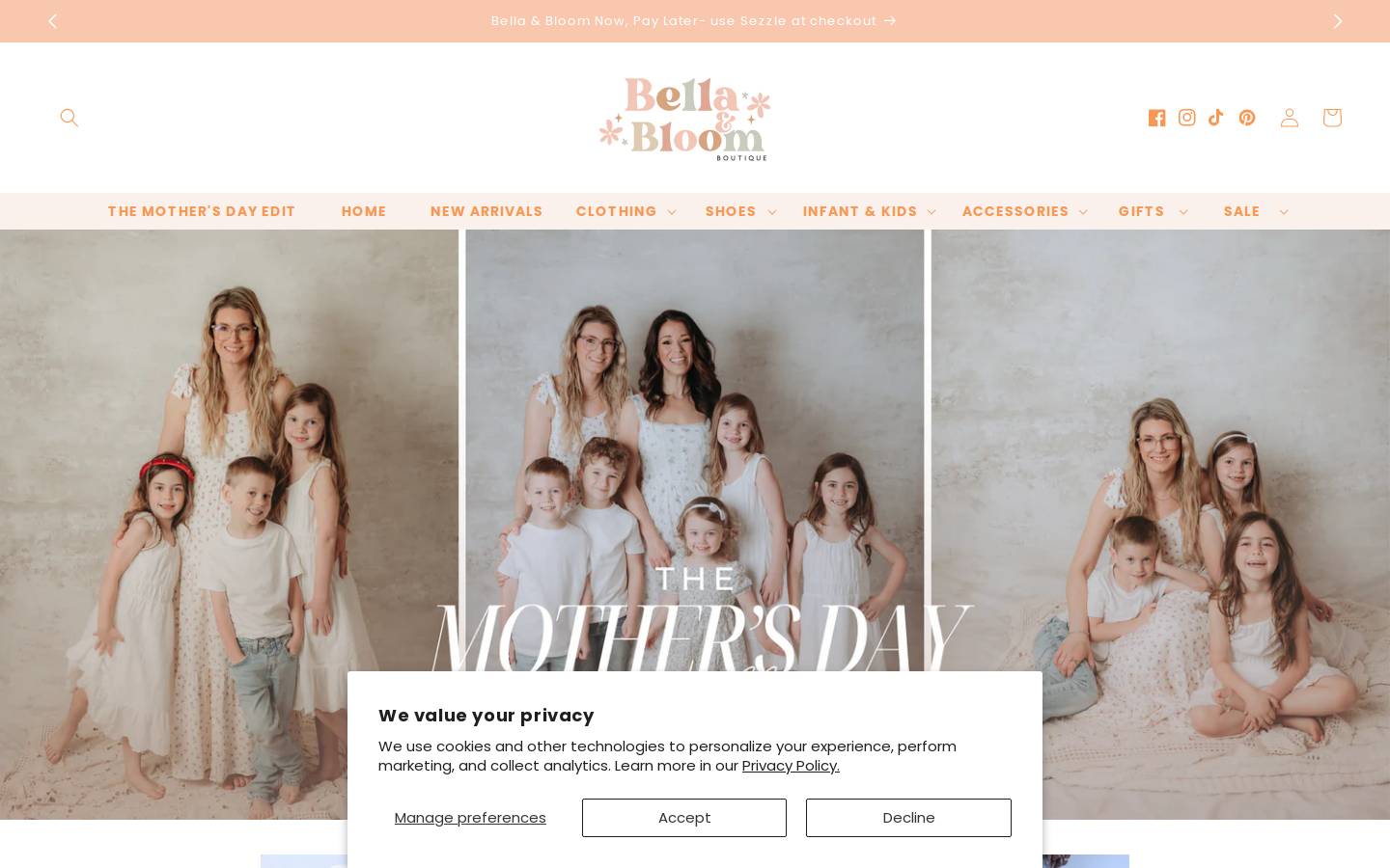 bellaandbloomboutique.com homepage screenshot