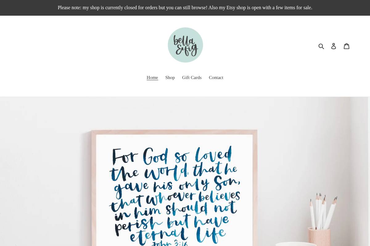 bellaandfig.com homepage screenshot
