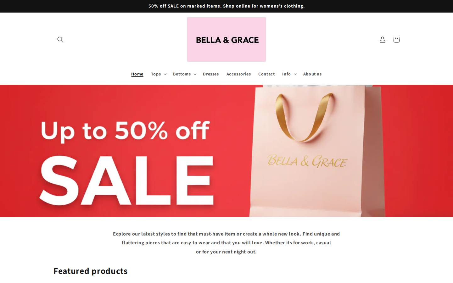 bellaandgrace.com.au homepage screenshot