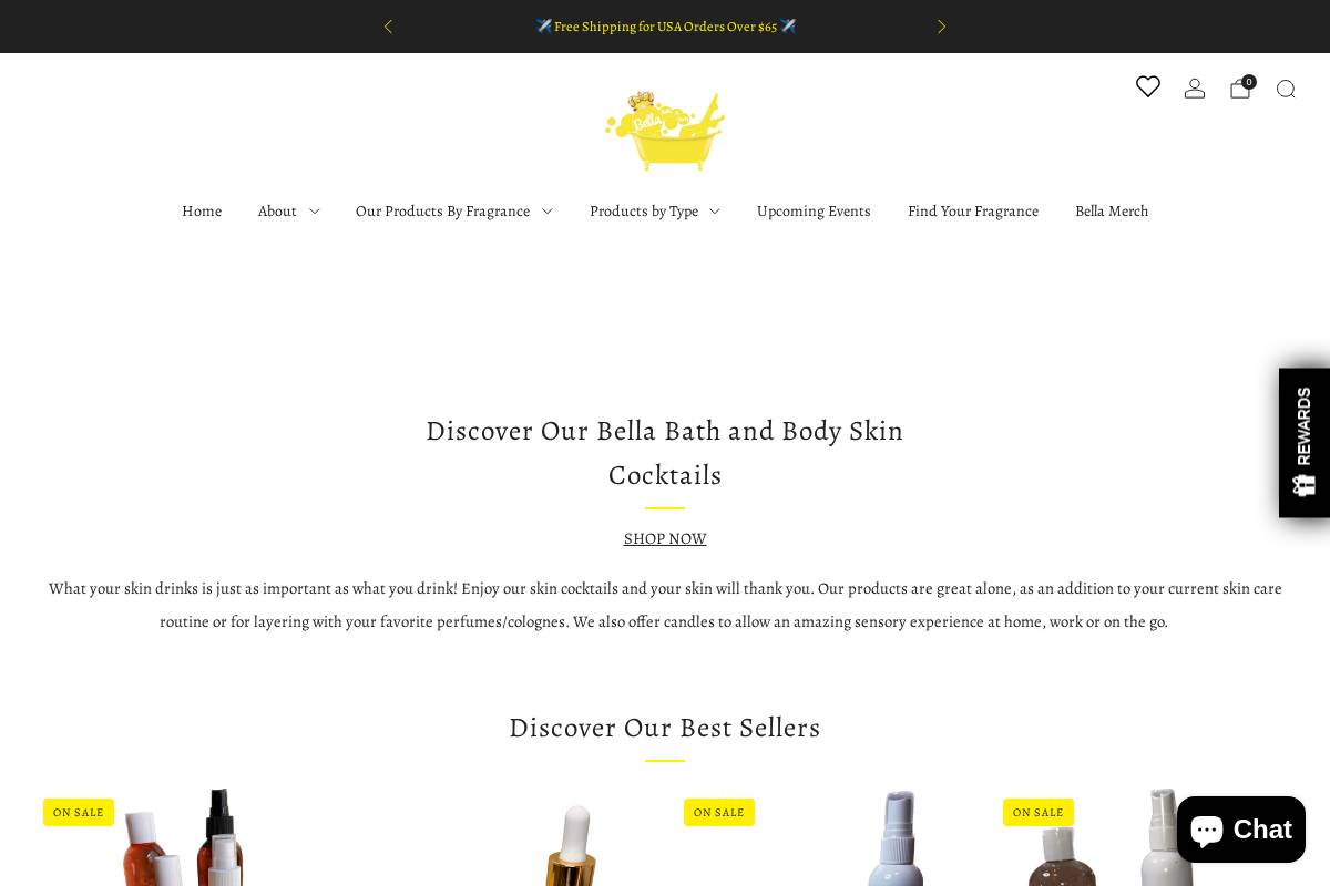 bellabathandbody.com homepage screenshot