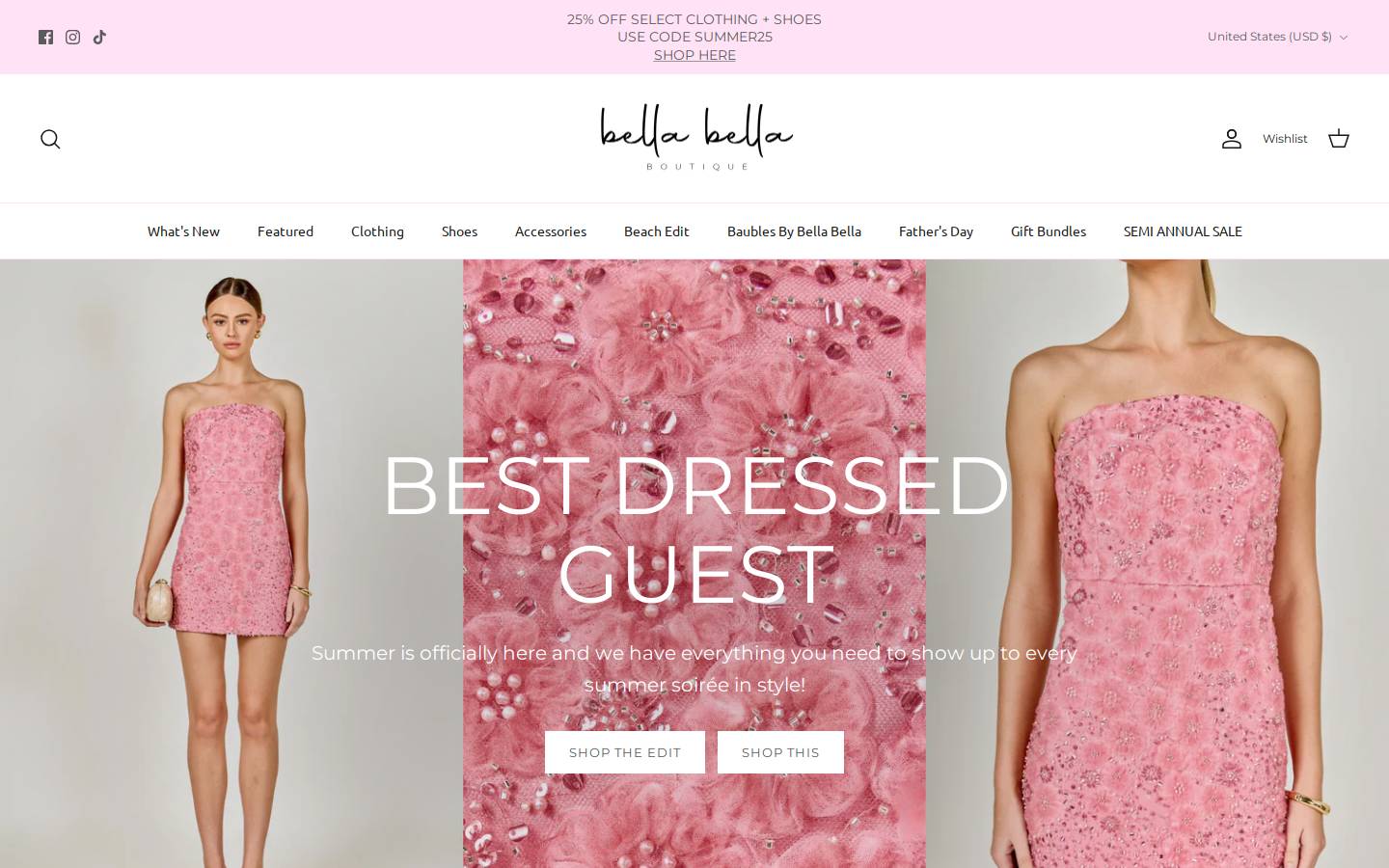 bellabellashop.com homepage screenshot