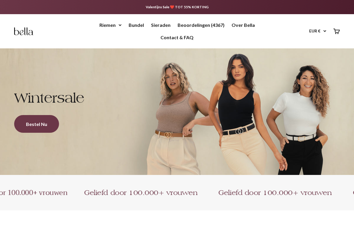 Bella Belts homepage screenshot