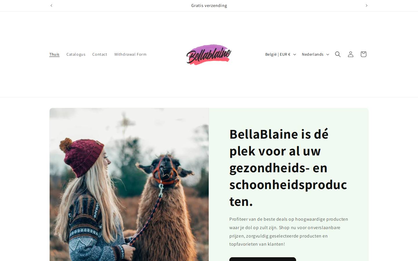 Bellablaine homepage screenshot