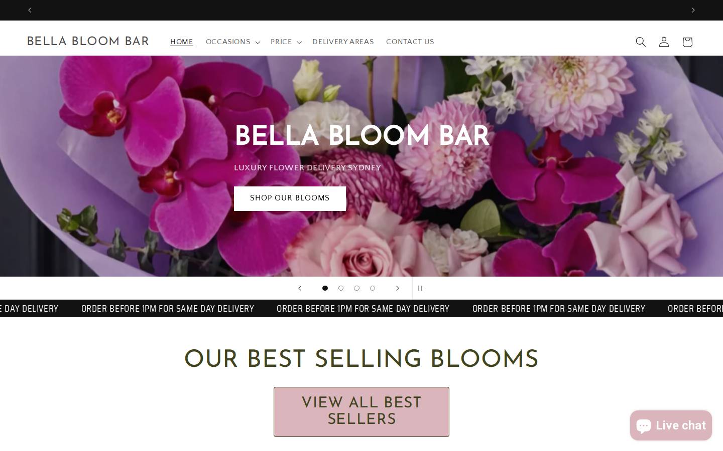 bellablooms.com.au homepage screenshot