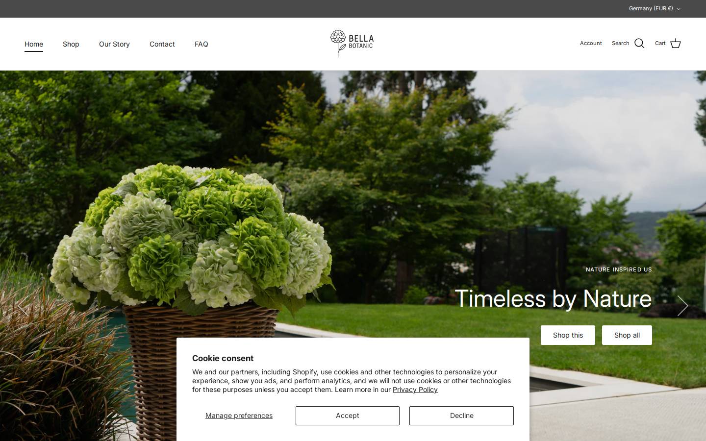 bellabotanic.com homepage screenshot