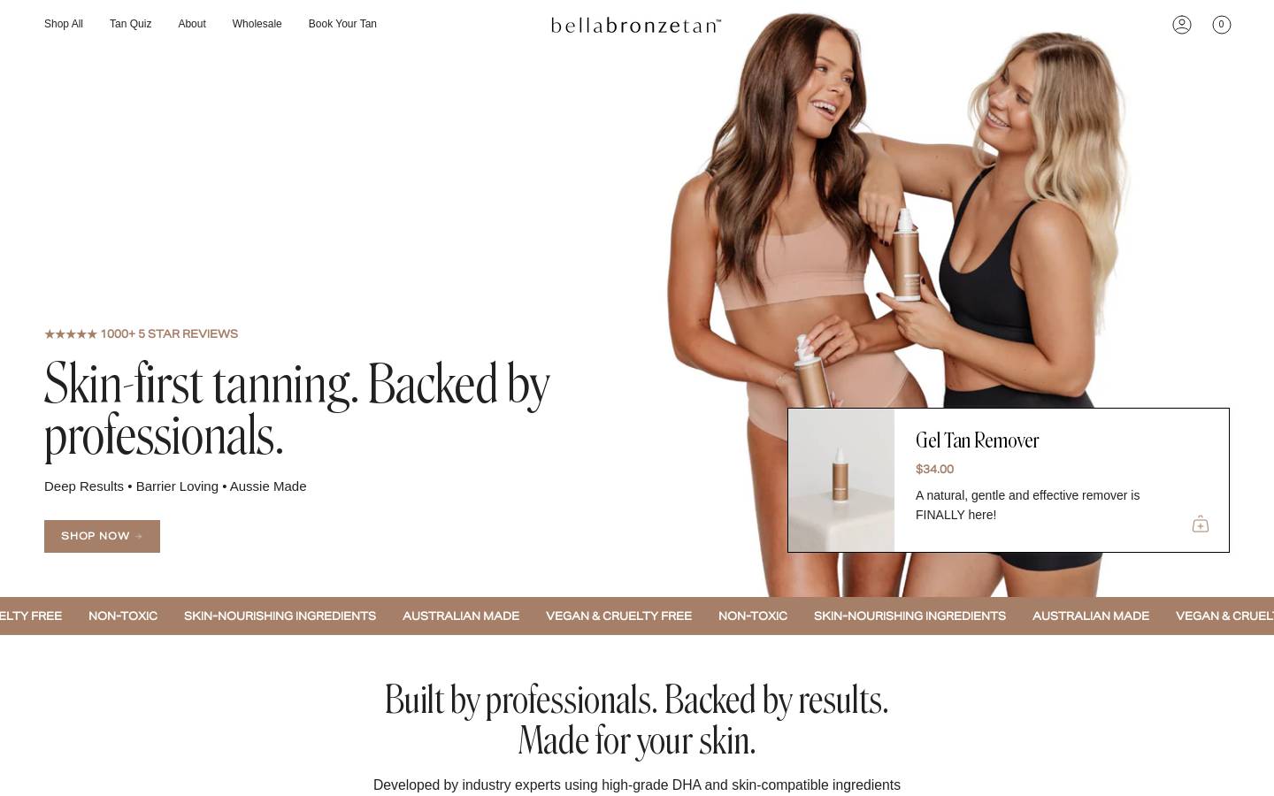 bellabronzetan.com.au homepage screenshot