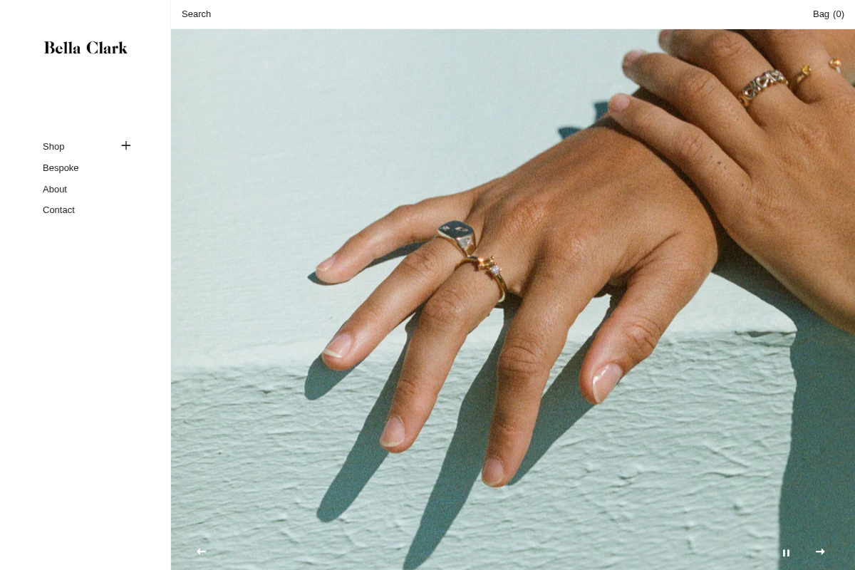 bellaclarkjewellery.com homepage screenshot